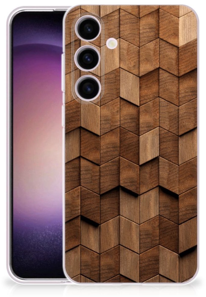 Bumper Hoesje voor Samsung Galaxy S24 Wooden Cubes