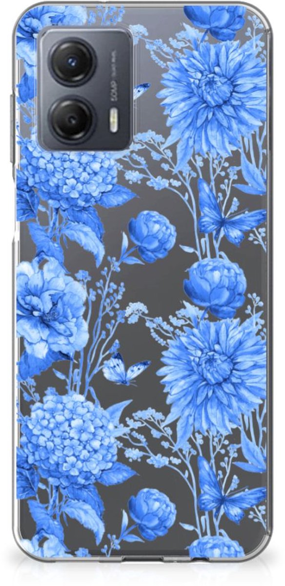 TPU Case voor Motorola Moto G53 Flowers Blue