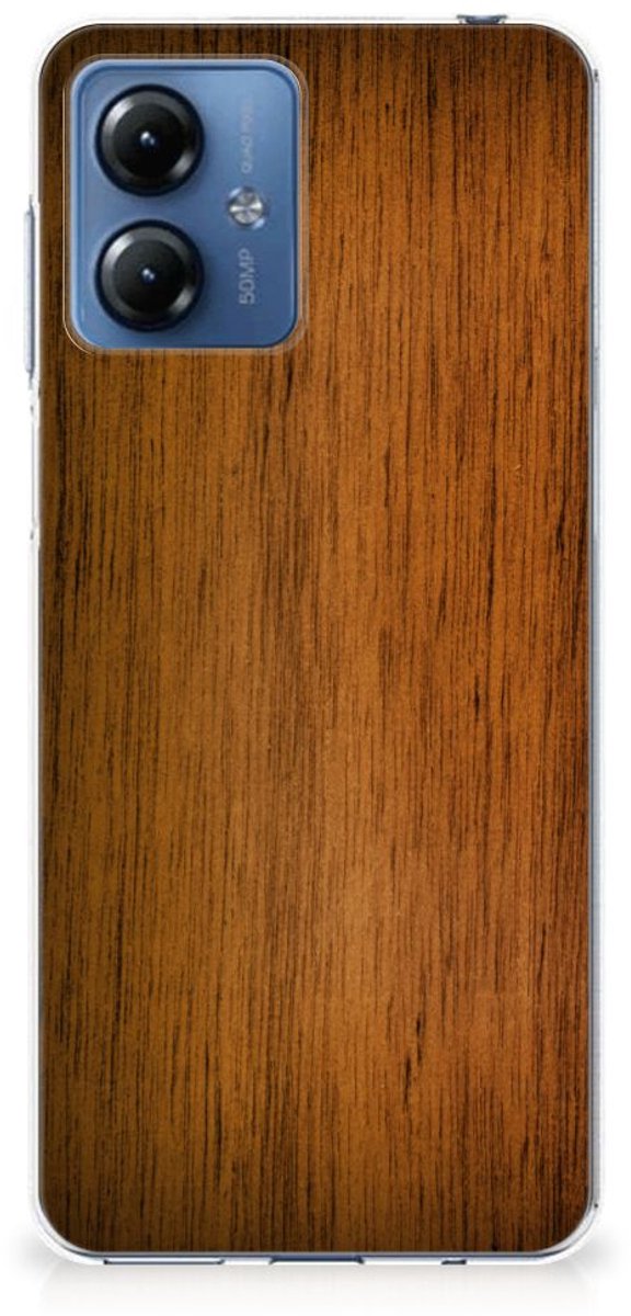 Motorola Moto G14 Bumper Hoesje Donker Hout