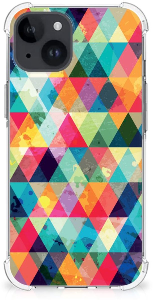 iPhone 15 Plus Doorzichtige Silicone Hoesje Geruit