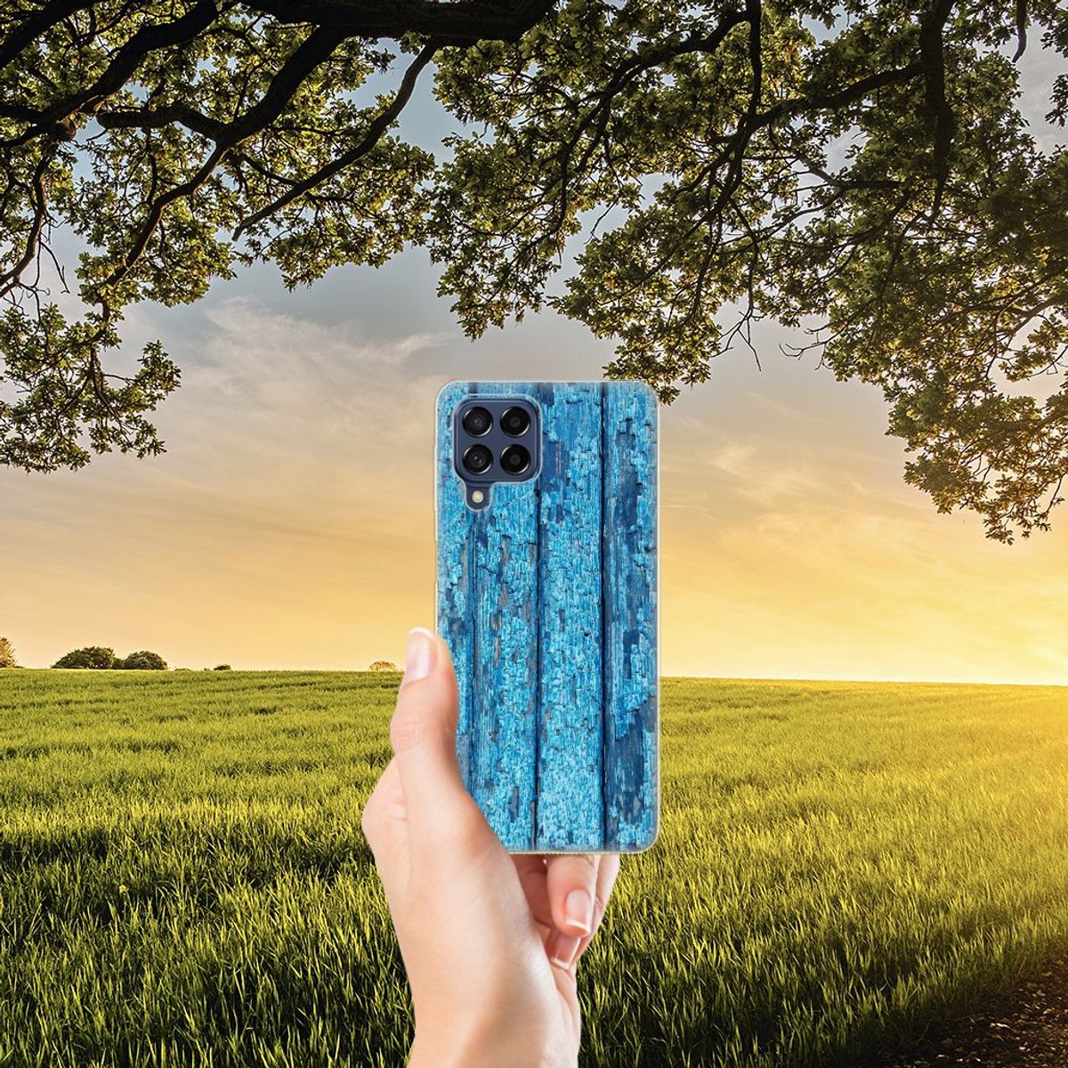 Samsung Galaxy M53 Bumper Hoesje Wood Blue