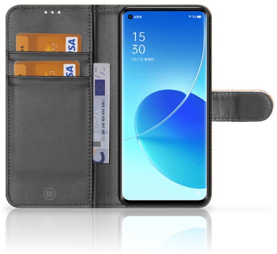 PU Premium Housse pour OPPO Reno 6 Pro+ 5G Portefeuille Batik Orange