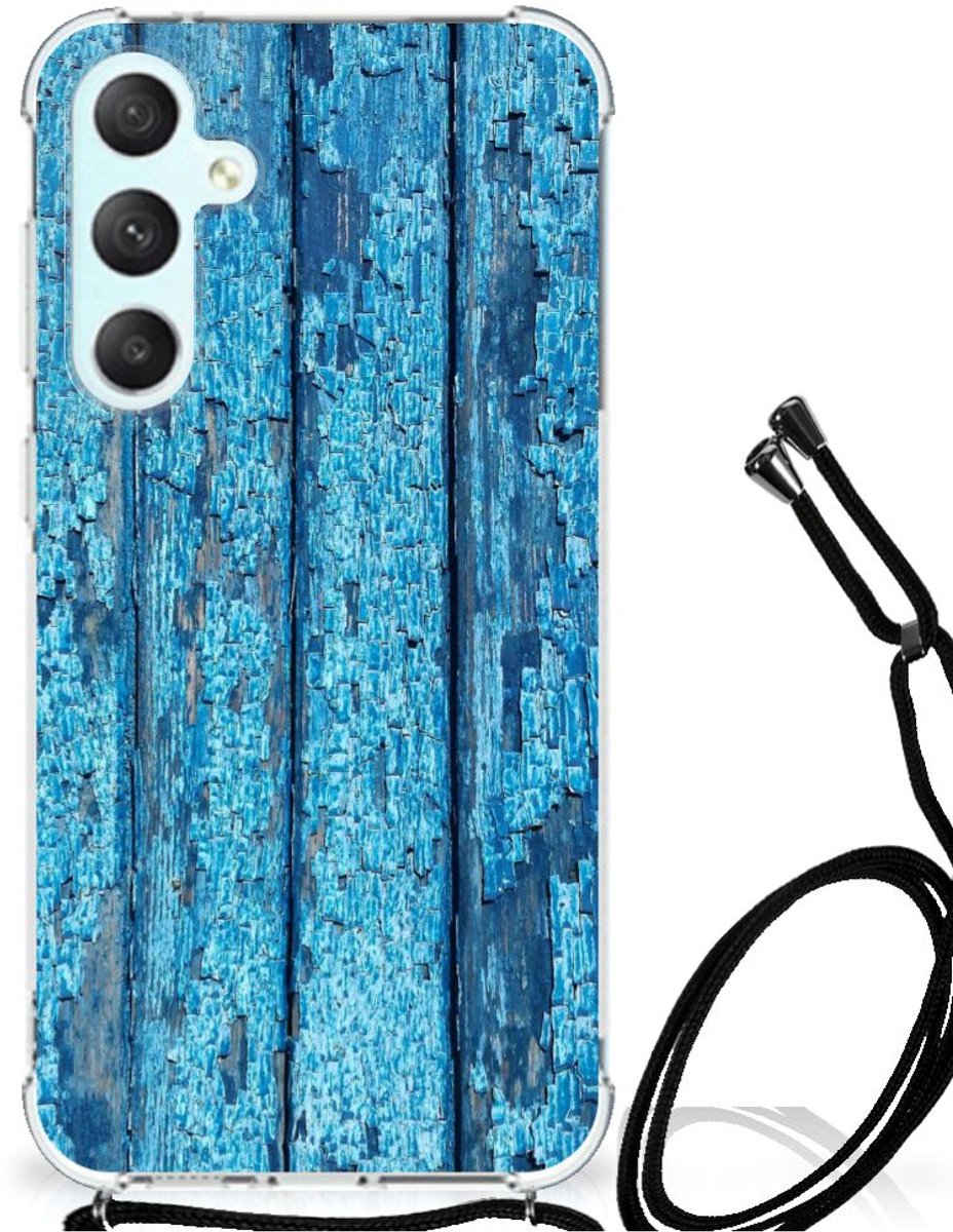 Samsung Galaxy S23 FE Stevig Telefoonhoesje Wood Blue