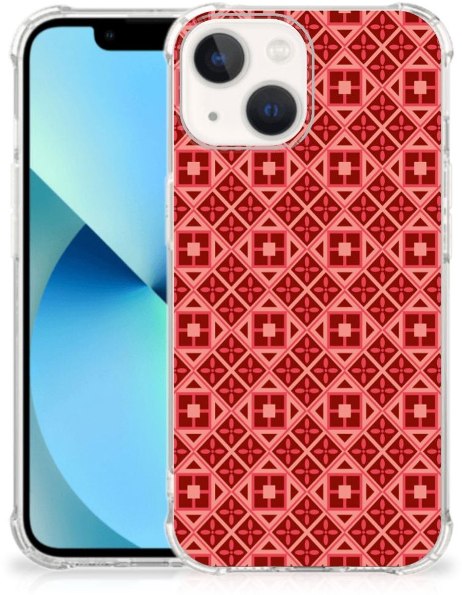 iPhone 13 mini Doorzichtige Silicone Hoesje Batik Rood