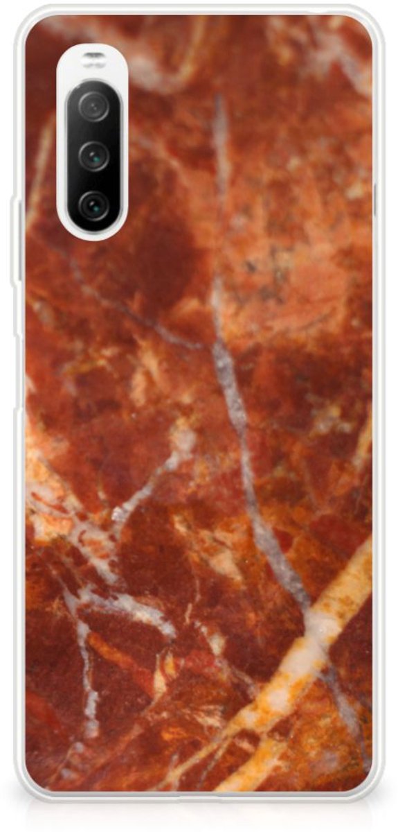 Sony Xperia 10 III TPU Siliconen Hoesje Marmer Bruin