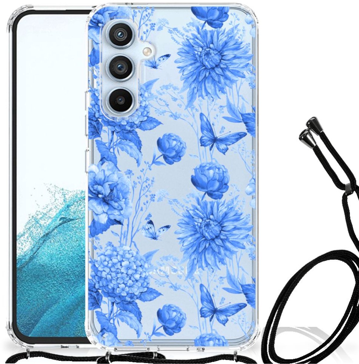 Case voor Samsung Galaxy A54 5G Flowers Blue