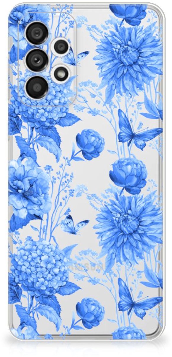 TPU Case voor Samsung Galaxy A73 5G Flowers Blue