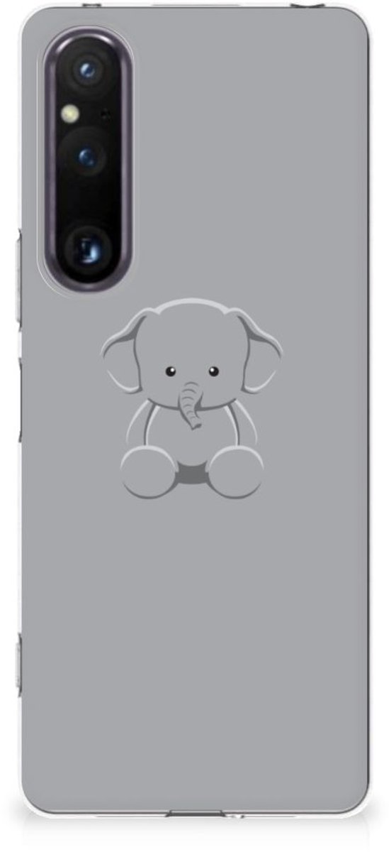Sony Xperia 1 V Telefoonhoesje met Naam Grijs Baby Olifant