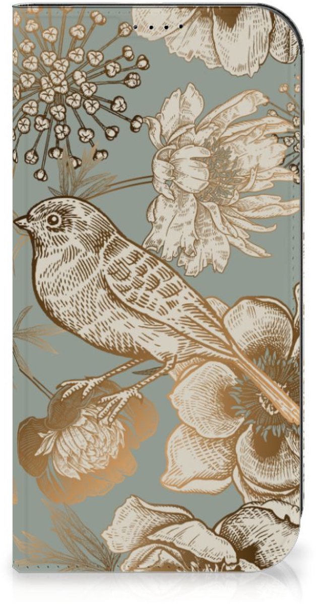 Smart Cover voor iPhone 15 Pro Max Vintage Bird Flowers