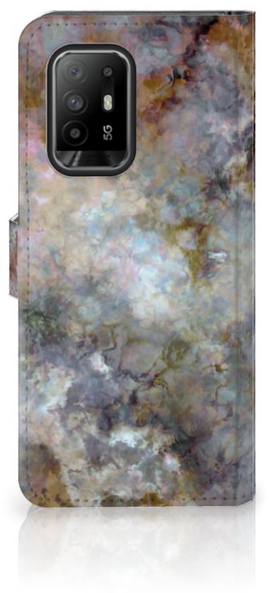 Étui pour téléphone portable OPPO Reno5 Z | Couverture de livre A94 5G Grijs marbré