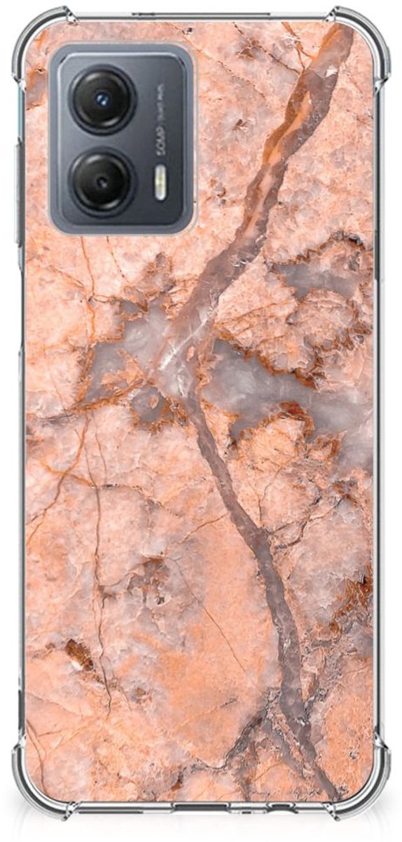 Motorola Moto G53 Anti-Shock Hoesje Marmer Oranje