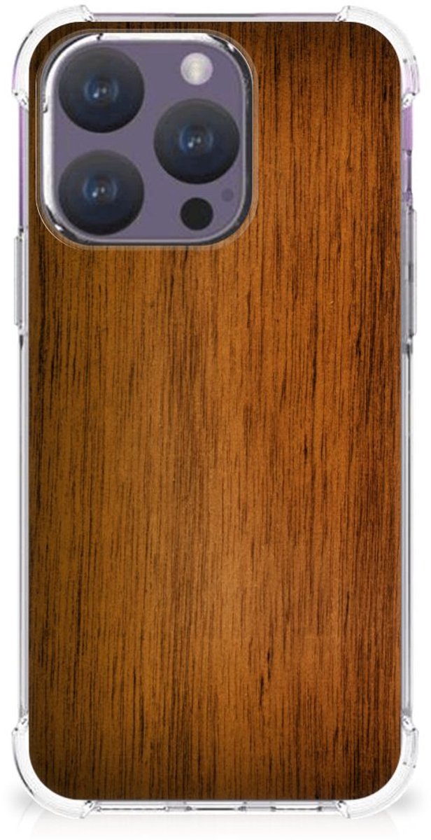 iPhone 15 Pro Stevig Telefoonhoesje Donker Hout