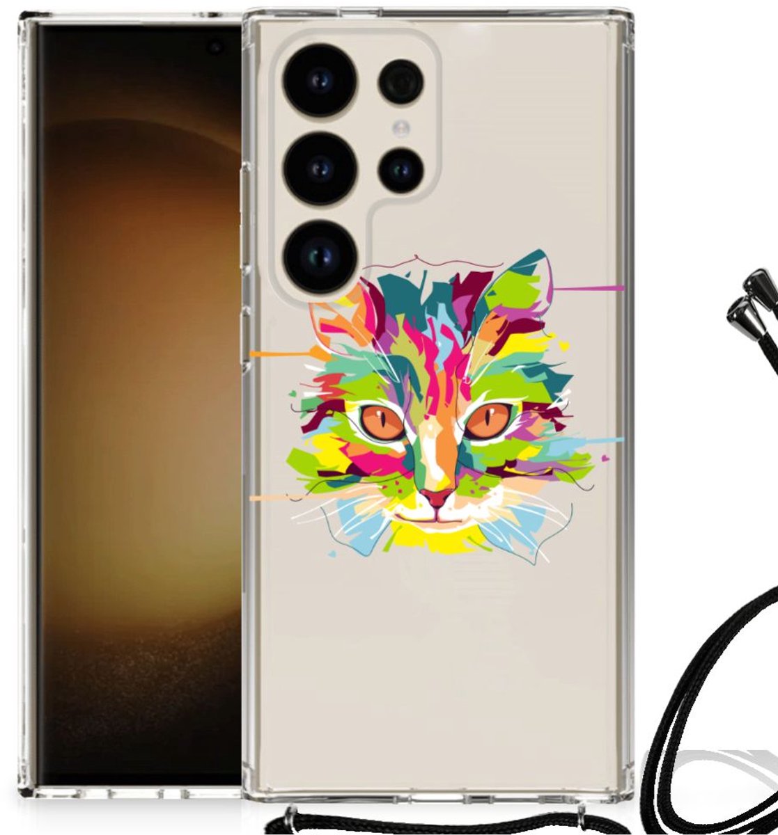 Samsung Galaxy S24 Ultra Stevig Bumper Hoesje Cat Color