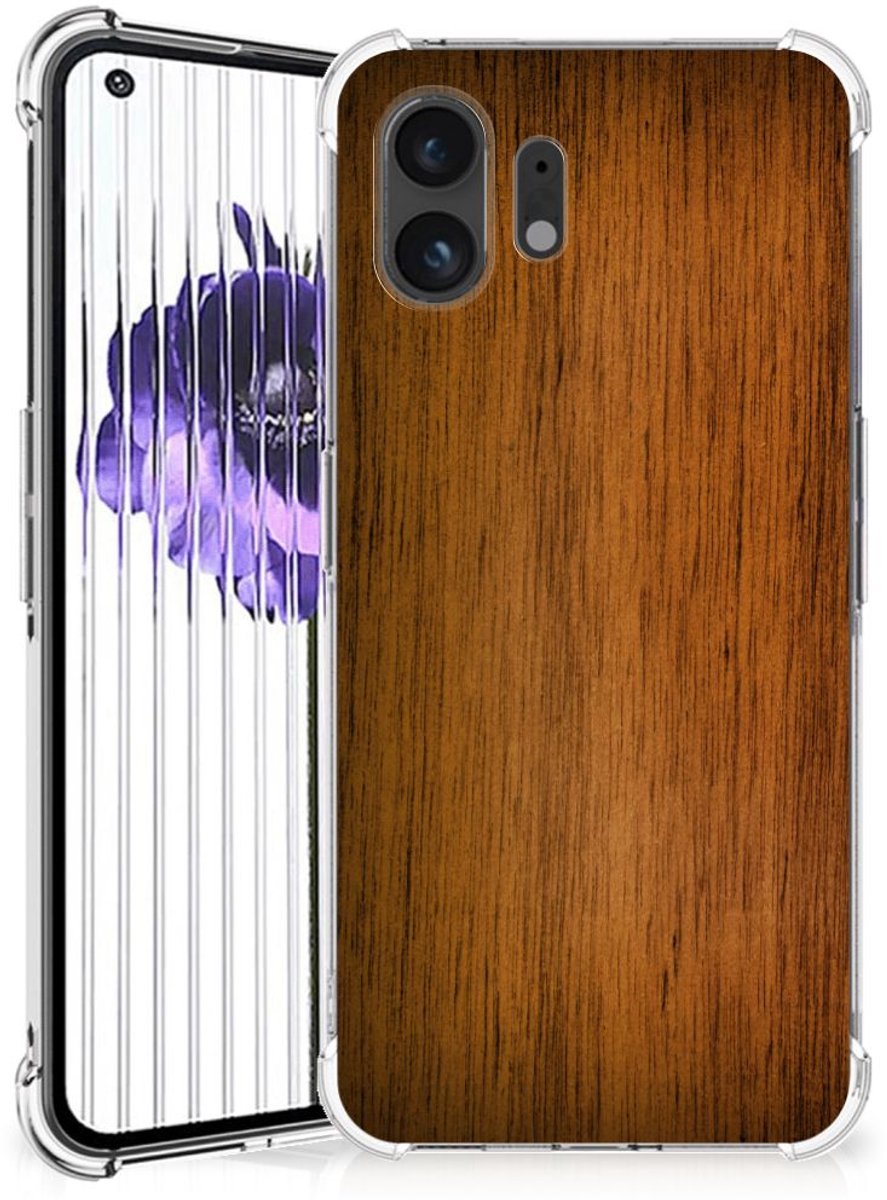 Nothing Phone (2) Stevig Telefoonhoesje Donker Hout