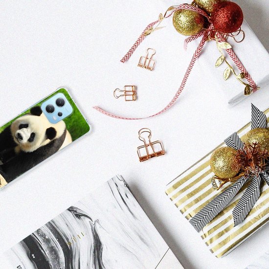 Coque en Siliconen TPU pour téléphone portable Xiaomi Redmi Note 12 5G avec bord transparent Panda