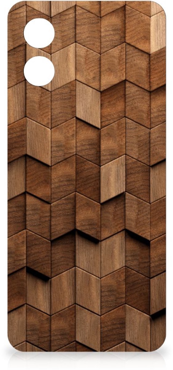 Bumper Hoesje voor Motorola Moto E13 Wooden Cubes