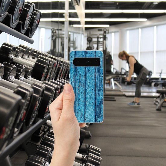 Coque Téléphone pour Google Pixel 8 Pro Housse Coque Bois Bleu