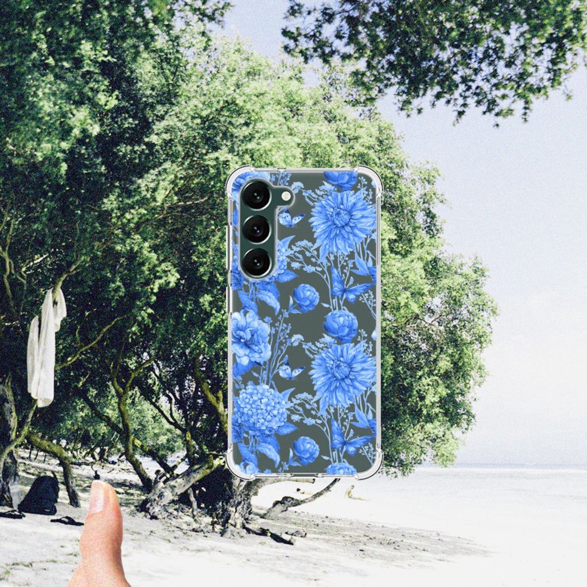 Case voor Samsung Galaxy S23 Plus Flowers Blue
