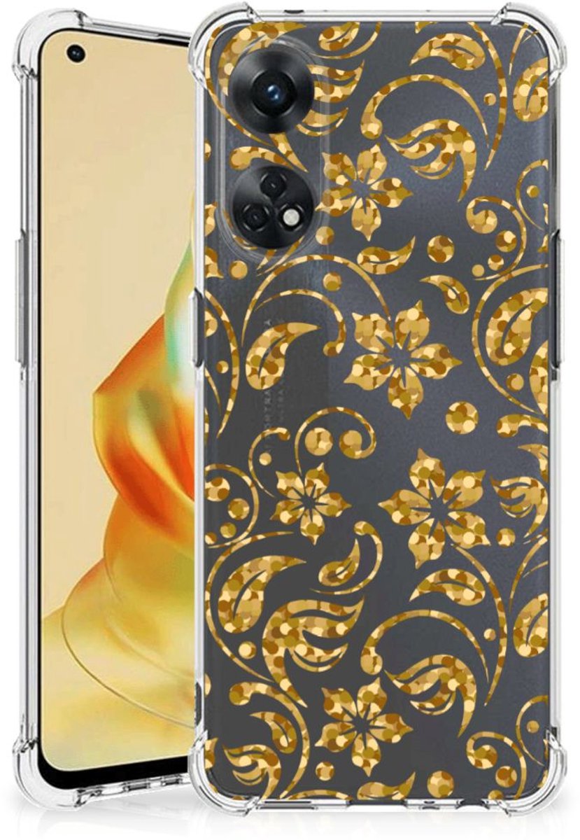 OPPO Reno8 T 4G Case Gouden Bloemen