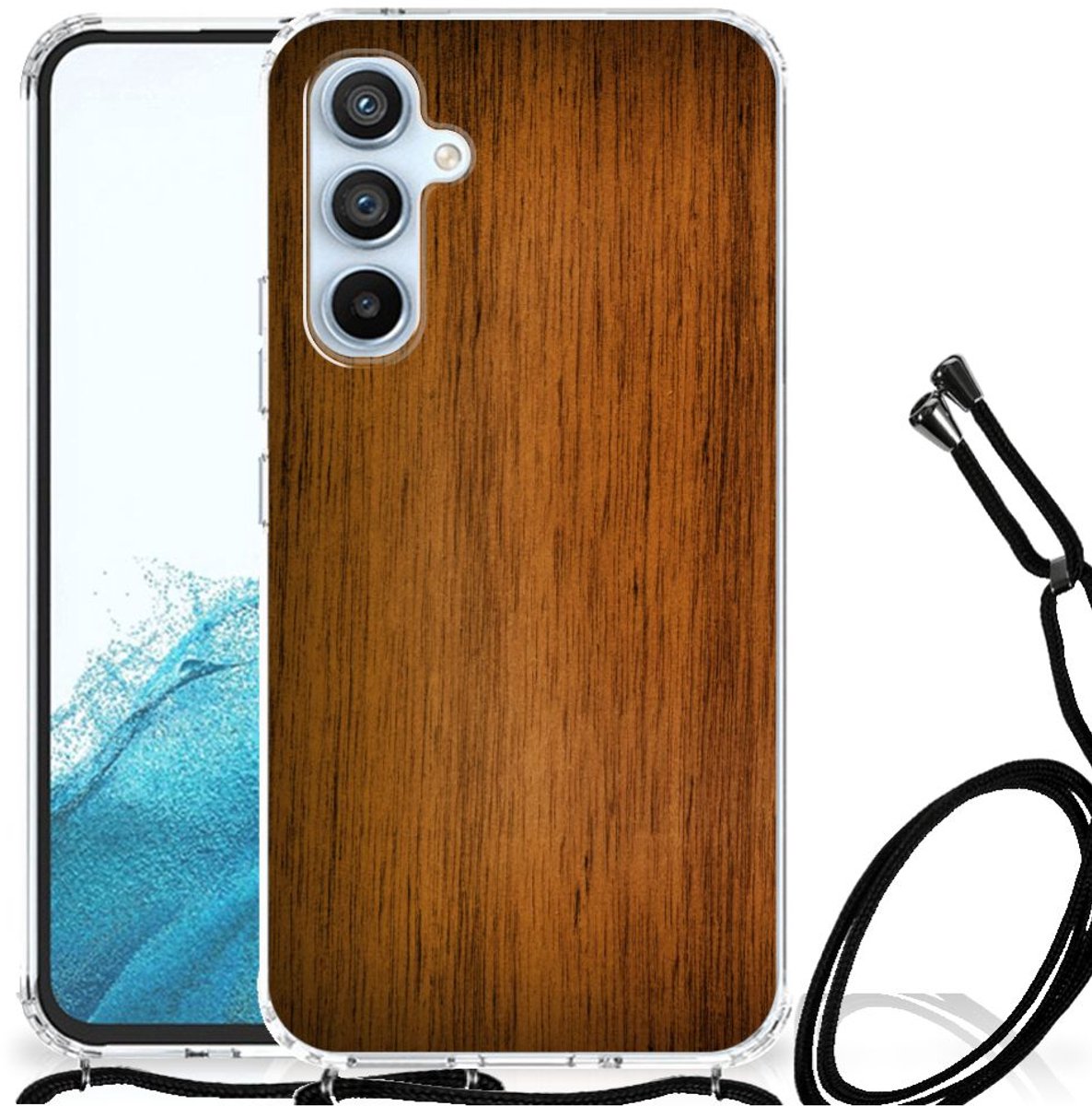 Samsung Galaxy A54 5G Stevig Telefoonhoesje Donker Hout
