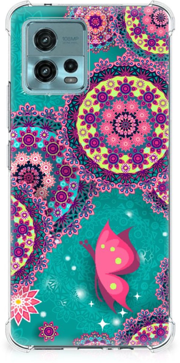 otorola Moto G72 Back Cover Cirkels en Vlinders