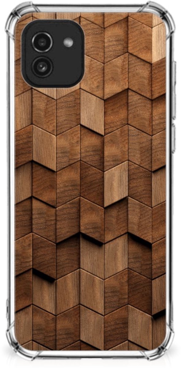 Stevig Telefoonhoesje voor Samsung Galaxy A03 Wooden Cubes