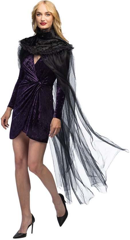 Boland - Cape Carmilla - Volwassenen - Heks - Tovenaar - Black Widow - Vampier - Halloween - Carnaval - Themafeest - Cosplay