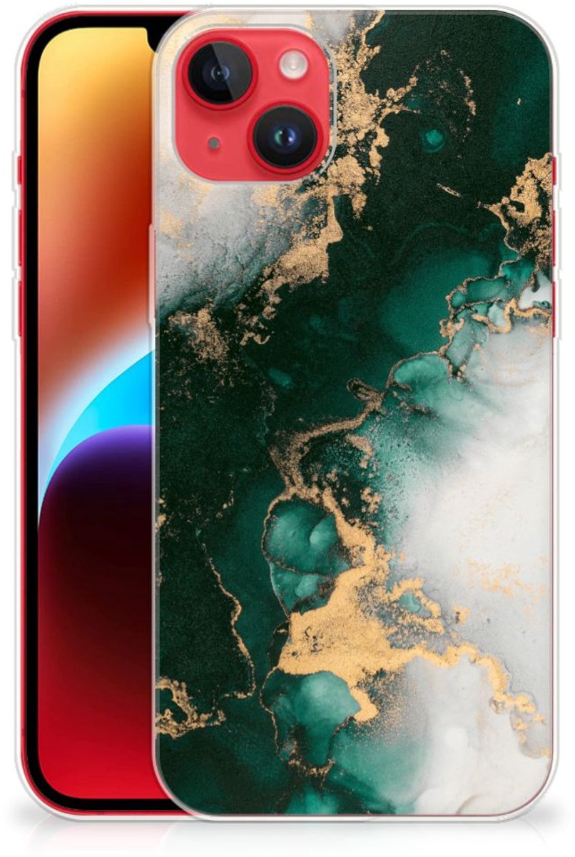 TPU Siliconen Hoesje voor iPhone 14 Plus Marmer Groen