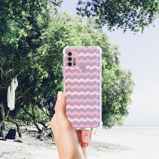 Motorola Moto G30 | G20 | G10 Doorzichtige Silicone Hoesje Waves Roze