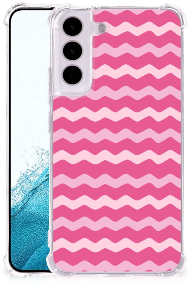 Samsung Galaxy S22 Doorzichtige Silicone Hoesje Waves Pink