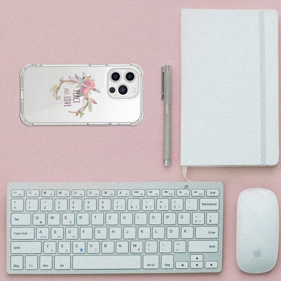 Coque pour téléphone portable iPhone 13 Pro Max Belle coque arrière en TPU avec bord transparent Boho Text