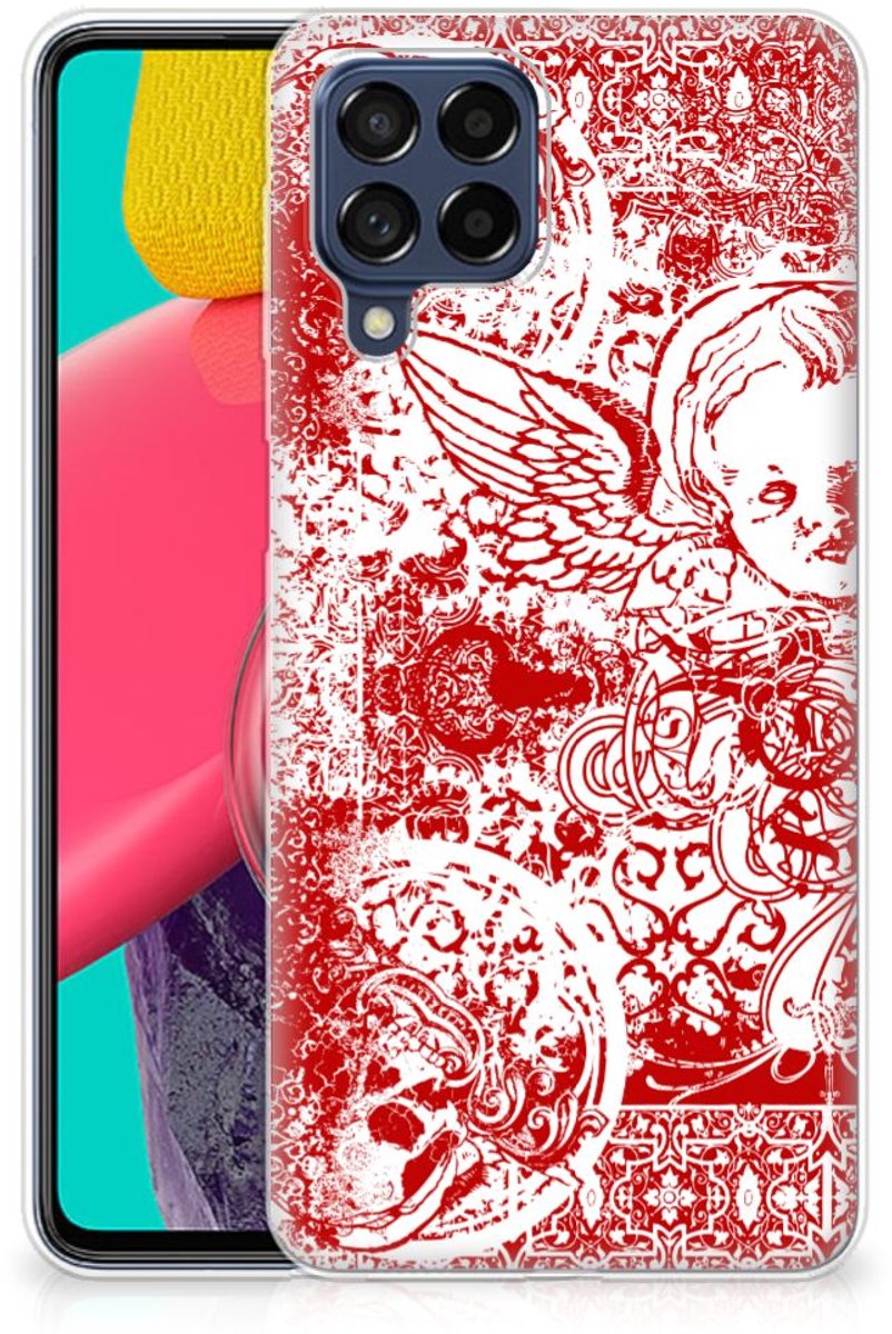 Silicone Back Case Samsung Galaxy M53 Angel Skull Rood