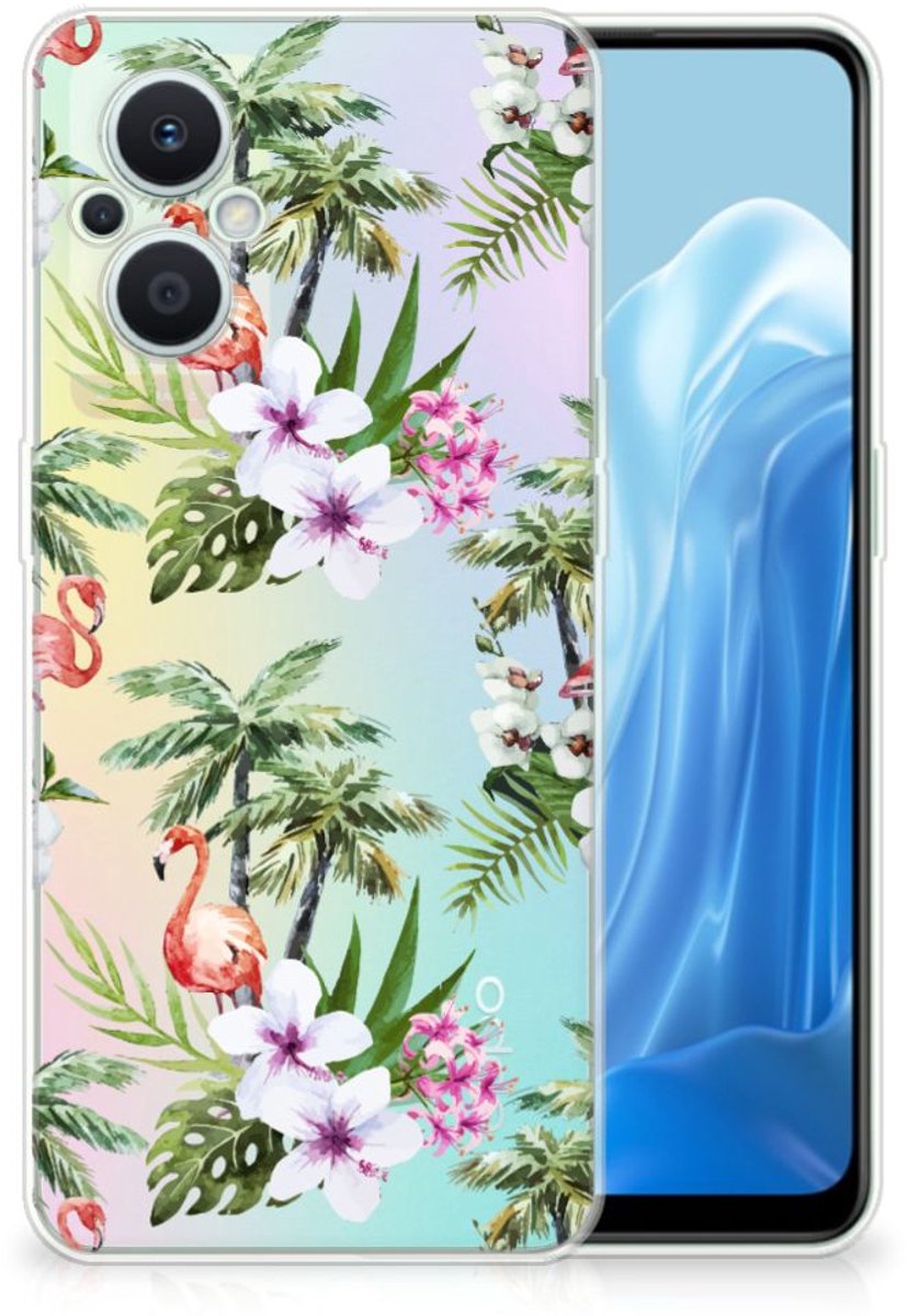 OPPO Reno8 Lite TPU Hoesje Flamingo Palms