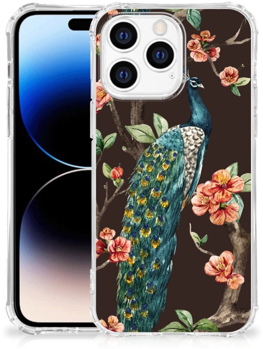 Apple iPhone 14 Pro Max Case Anti-shock Pauw met Bloemen