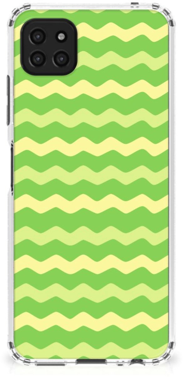 Samsung Galaxy A22 5G Doorzichtige Silicone Hoesje Waves Green