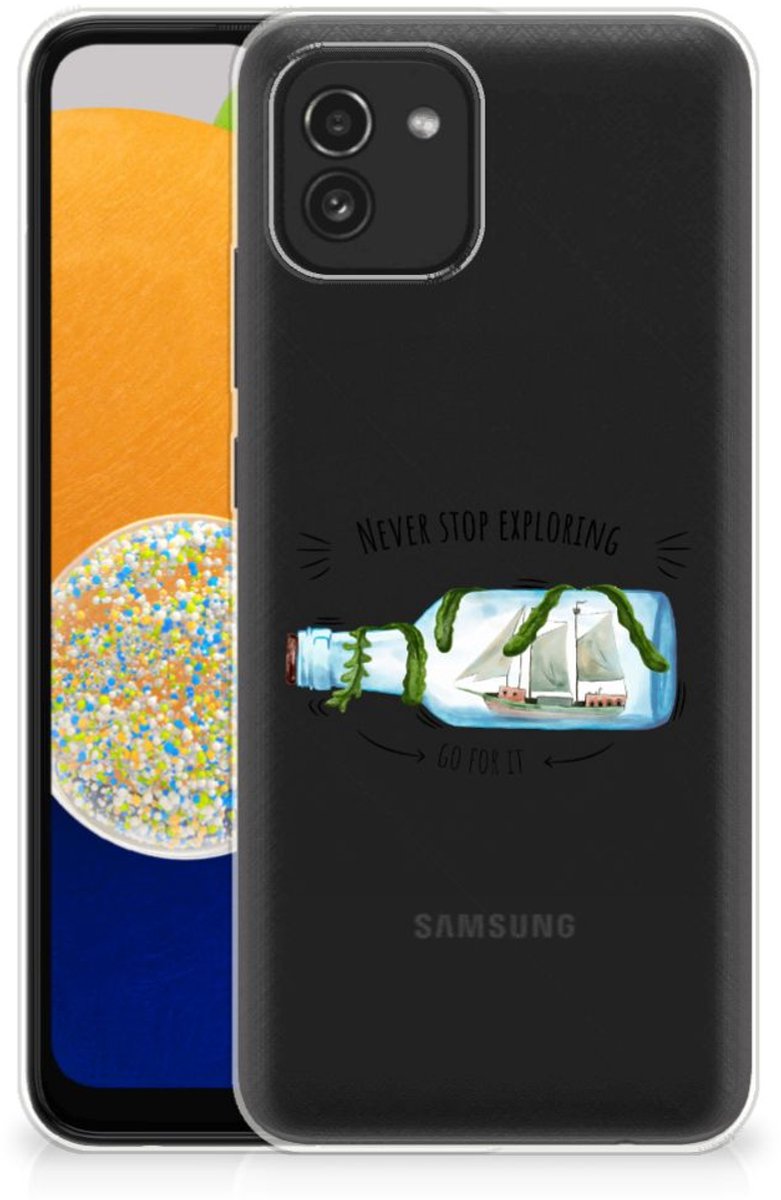 Samsung Galaxy A03 Telefoonhoesje met Naam Boho Bottle
