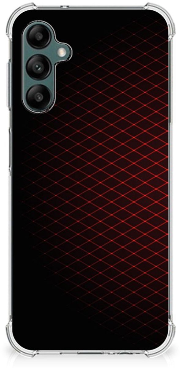 Samsung Galaxy A14 5G/4G Doorzichtige Silicone Hoesje Geruit Rood