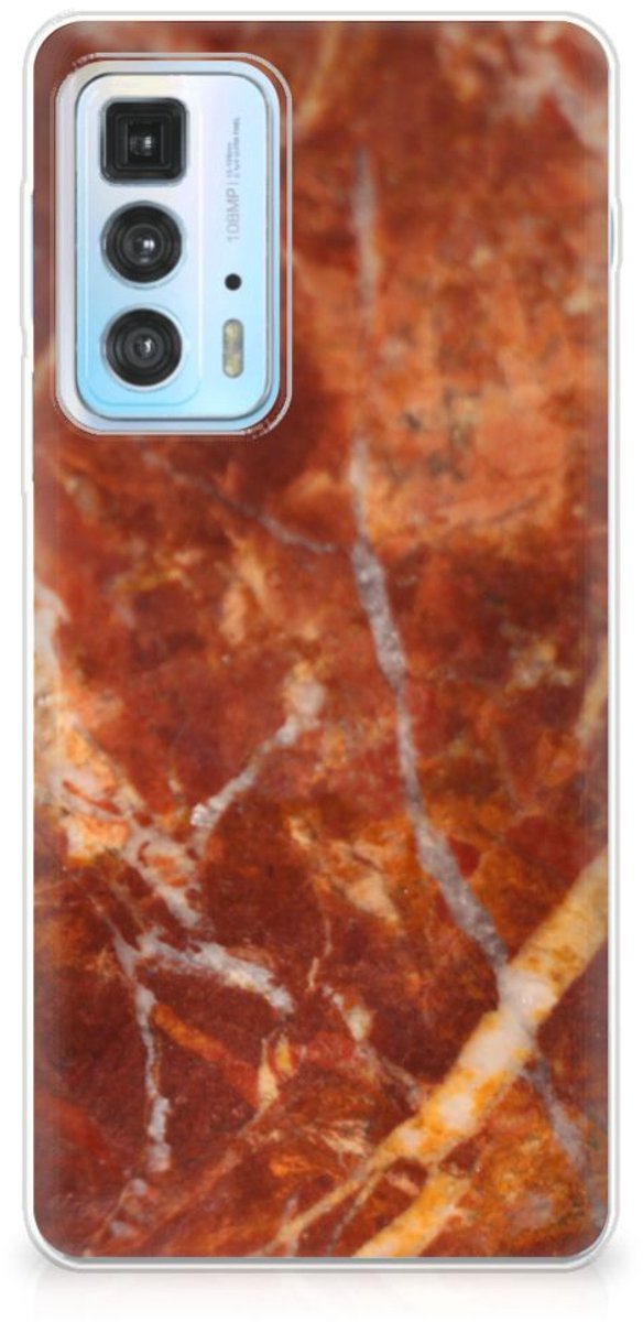 Motorola Edge 20 Pro TPU Siliconen Hoesje Marmer Bruin