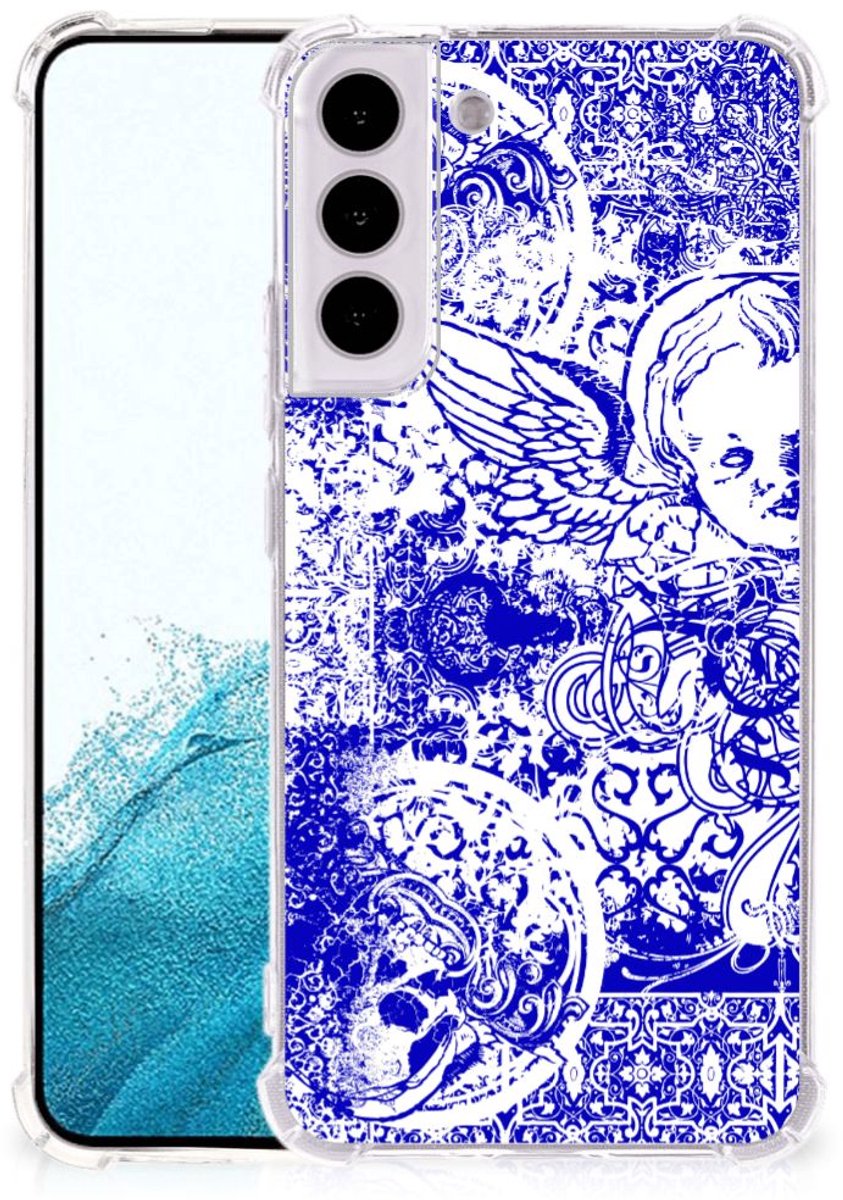 Extreme Case Samsung Galaxy S22 Plus Angel Skull Blauw