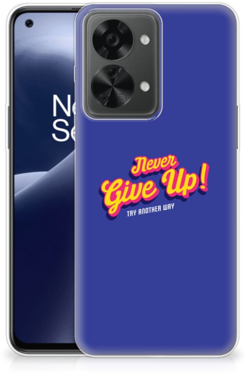 OnePlus Nord 2T Siliconen hoesje met naam Never Give Up