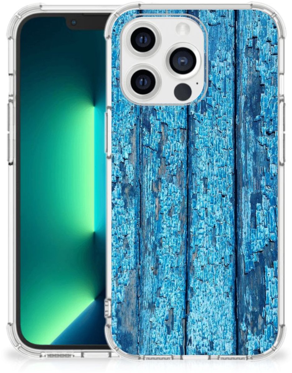 iPhone 13 Pro Max Stevig Telefoonhoesje Wood Blue
