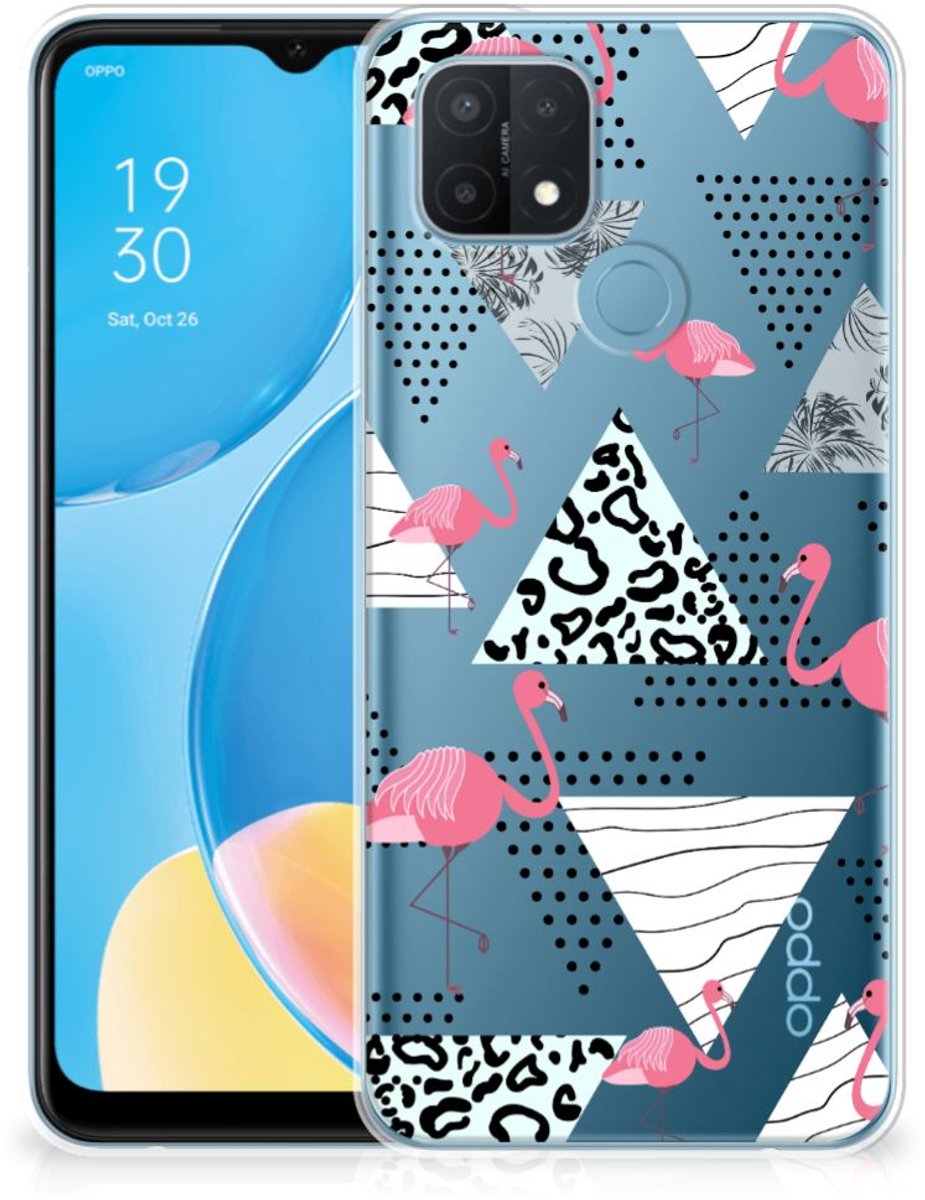 OPPO A15 TPU Hoesje Flamingo Triangle