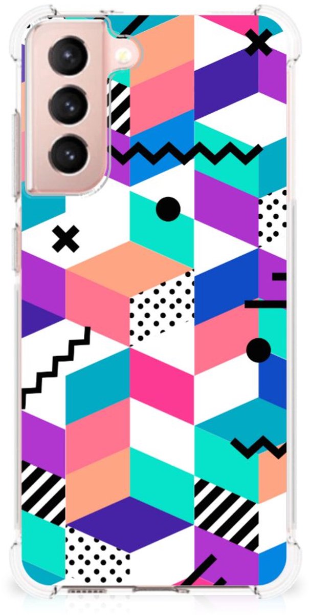 Samsung Galaxy S21 FE Shockproof Case Blokken Kleurrijk
