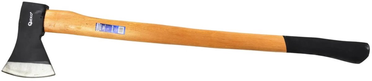 GEKO Bijl - Houten Handvat - Antislip Grip - Hoogwaardig Koolstofstaal - 1600g