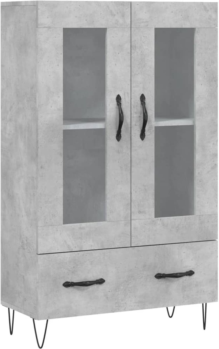 vidaXL - Hoge - kast - 69,5x31x115 - cm - bewerkt - hout - betongrijs