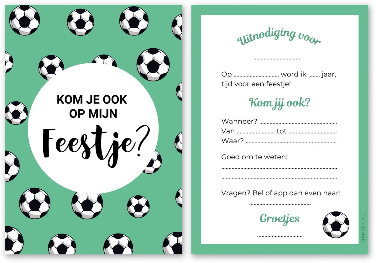 Uitnodiging kinderfeestje voetbal - 10 stuks - Uitnodiging verjaardag - Inclusief enveloppen - Uitnodiging voetbal feestje