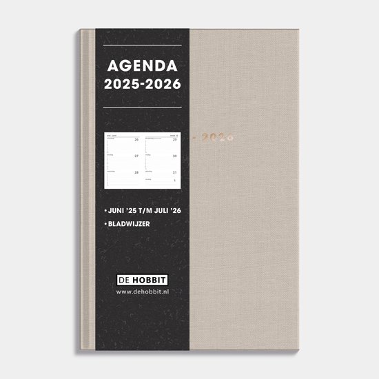 Hobbit - Luxe Schoolagenda 2025-2026 - 1 week op 2 pagina's - Harde kaft - A5 (14 x 20,5 cm) - Linnen