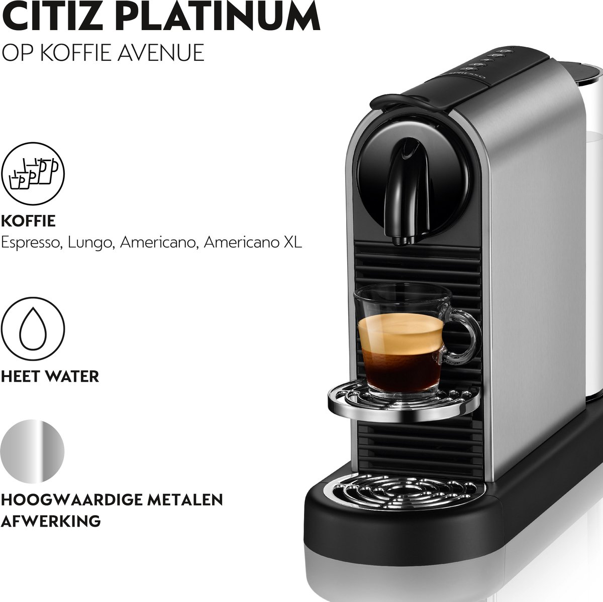 De'Longhi Nespresso CitiZ Platinum EN220.T - Koffiecupmachine - Titanium thumbnail 5