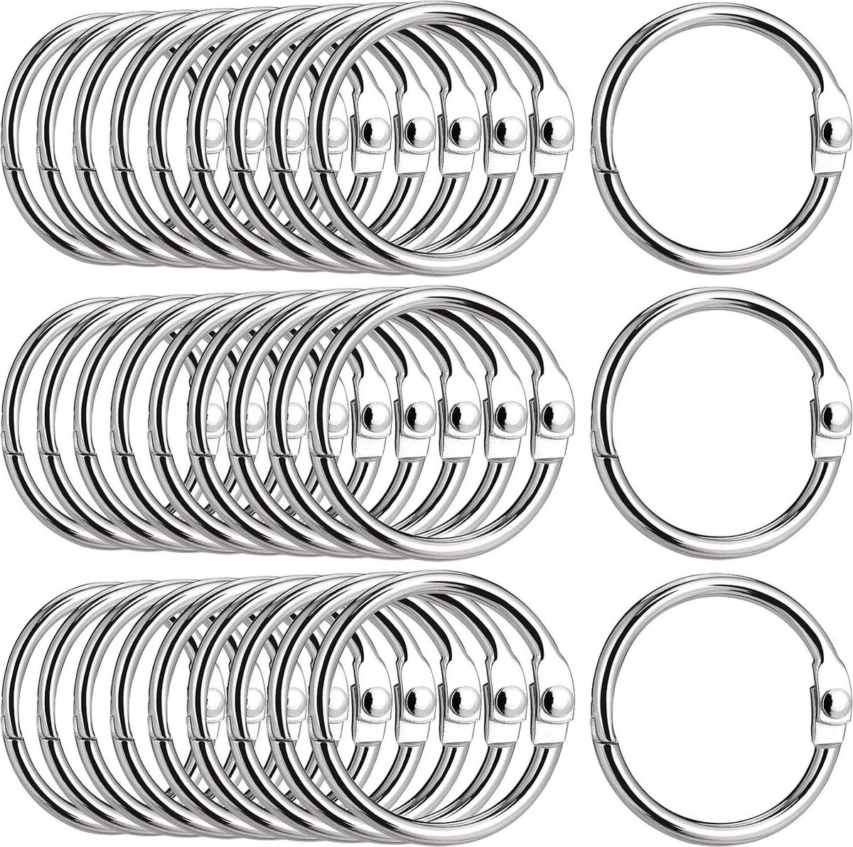 Image of 80 stuks metalen boekringen 25 mm - binderringen voor losse bladen - scrapbook album - memo opslag