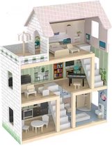 Maxx Kidz - Houten Poppenhuis met Meubels - Dollhouse van Hout - Kinderspeelgoed voor Jongens en Meisjes - Inclusief Accessoires - 80 cm